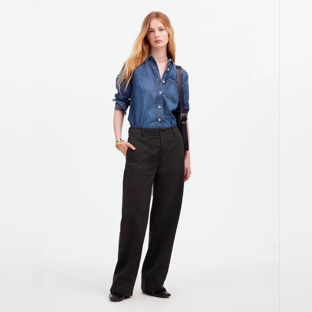 NEW Madewell Low Slung Baggy Black Utility Pants